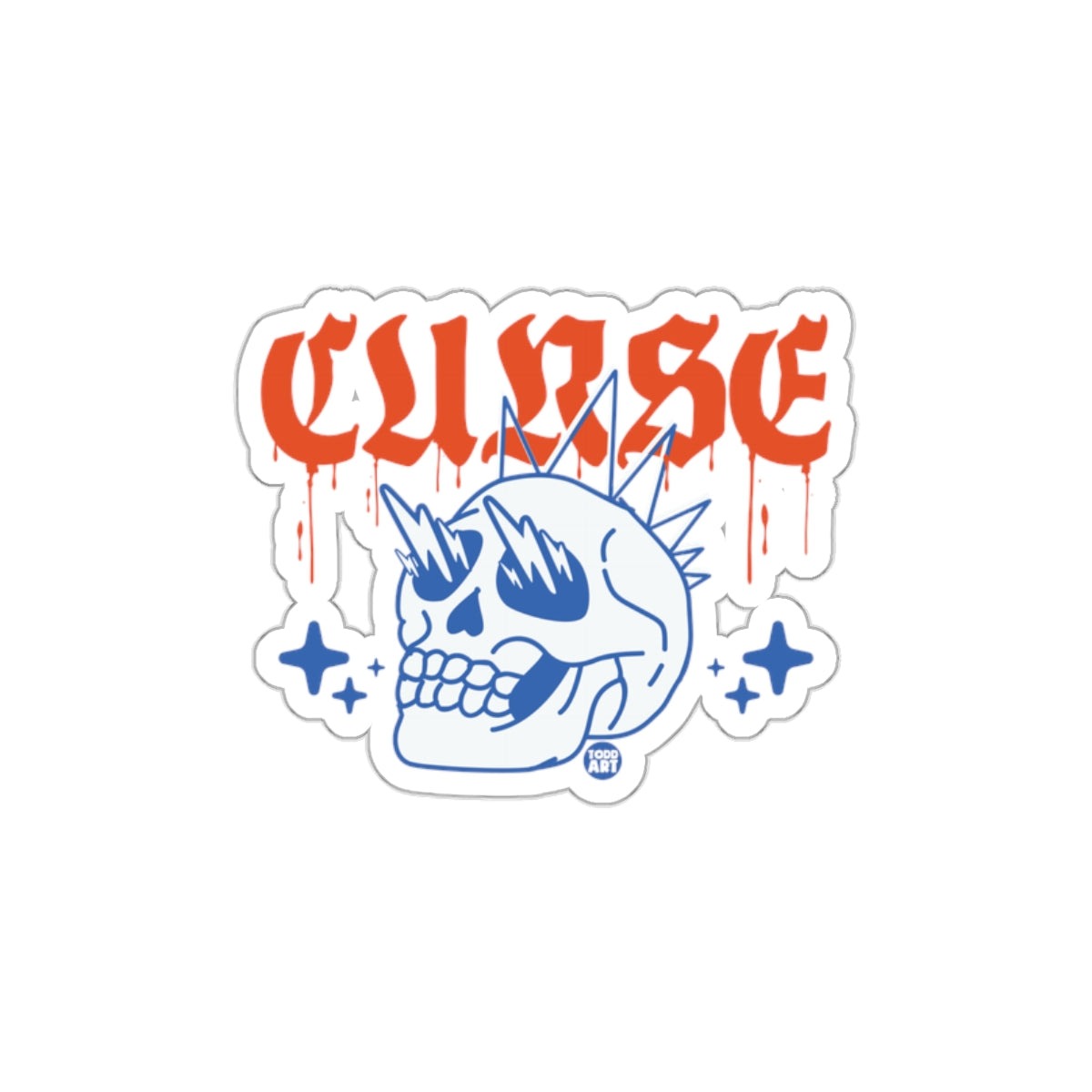 Curse over Skull with Stars Trendy Design Cool sticker