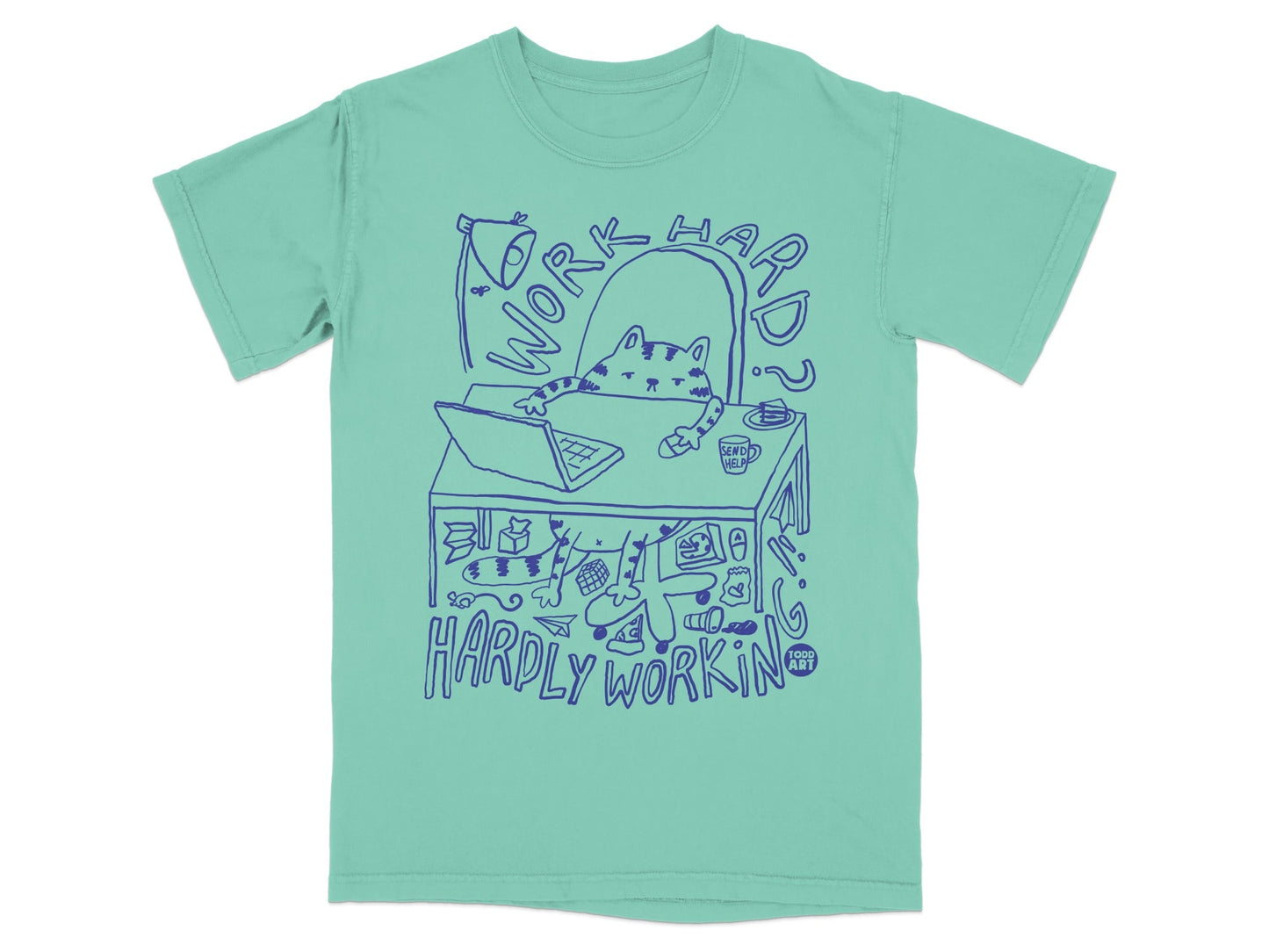 Work Hard Hardly Workin Cat Graphic T-Shirt