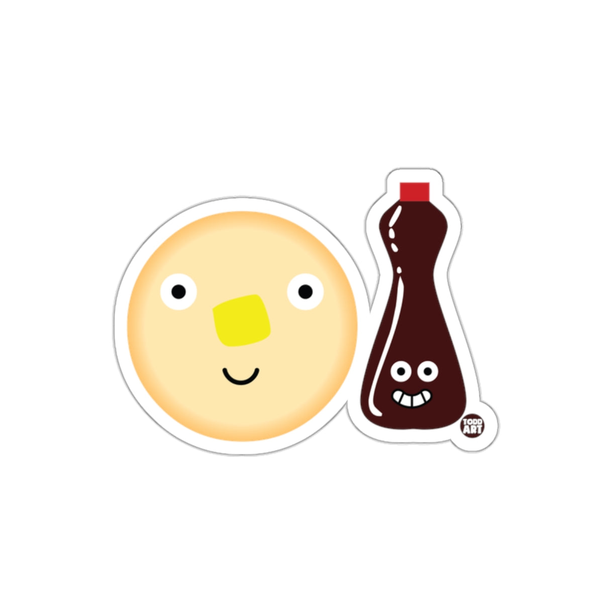 Funny Cute Pancake and Syrup Cartoon Sticker