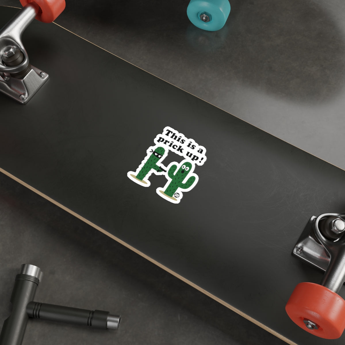This is a Prick Up Cactus Sticker Skateboard Product