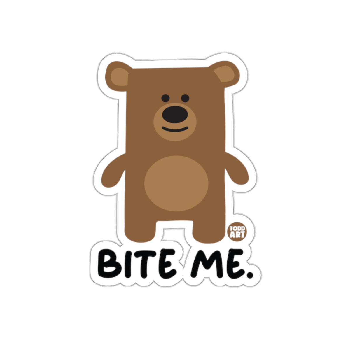 Bite Me Bear Sticker with Cute ToddArt Design