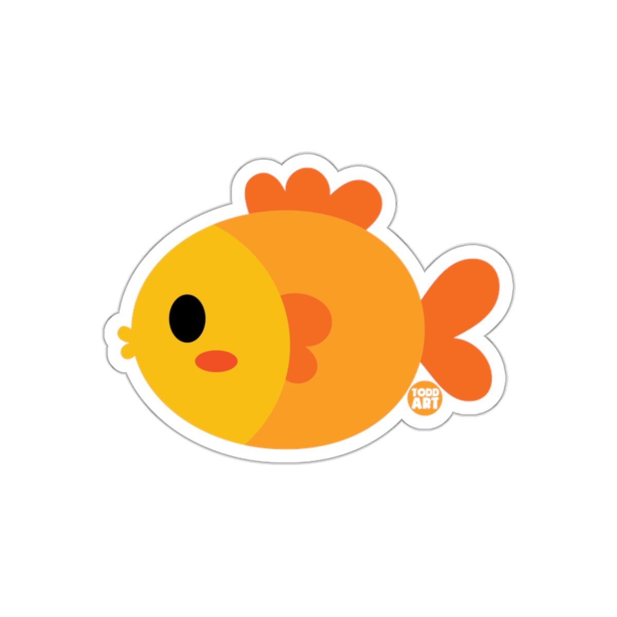 Cute Orange Fish Todd Art Sticker for Kids Fun