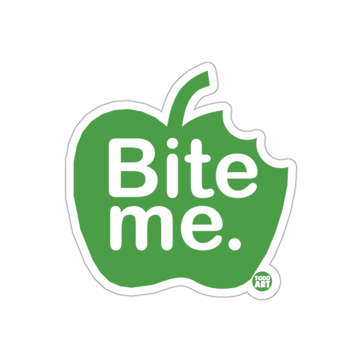 Bite Me Green Apple with Todd Art Sticker