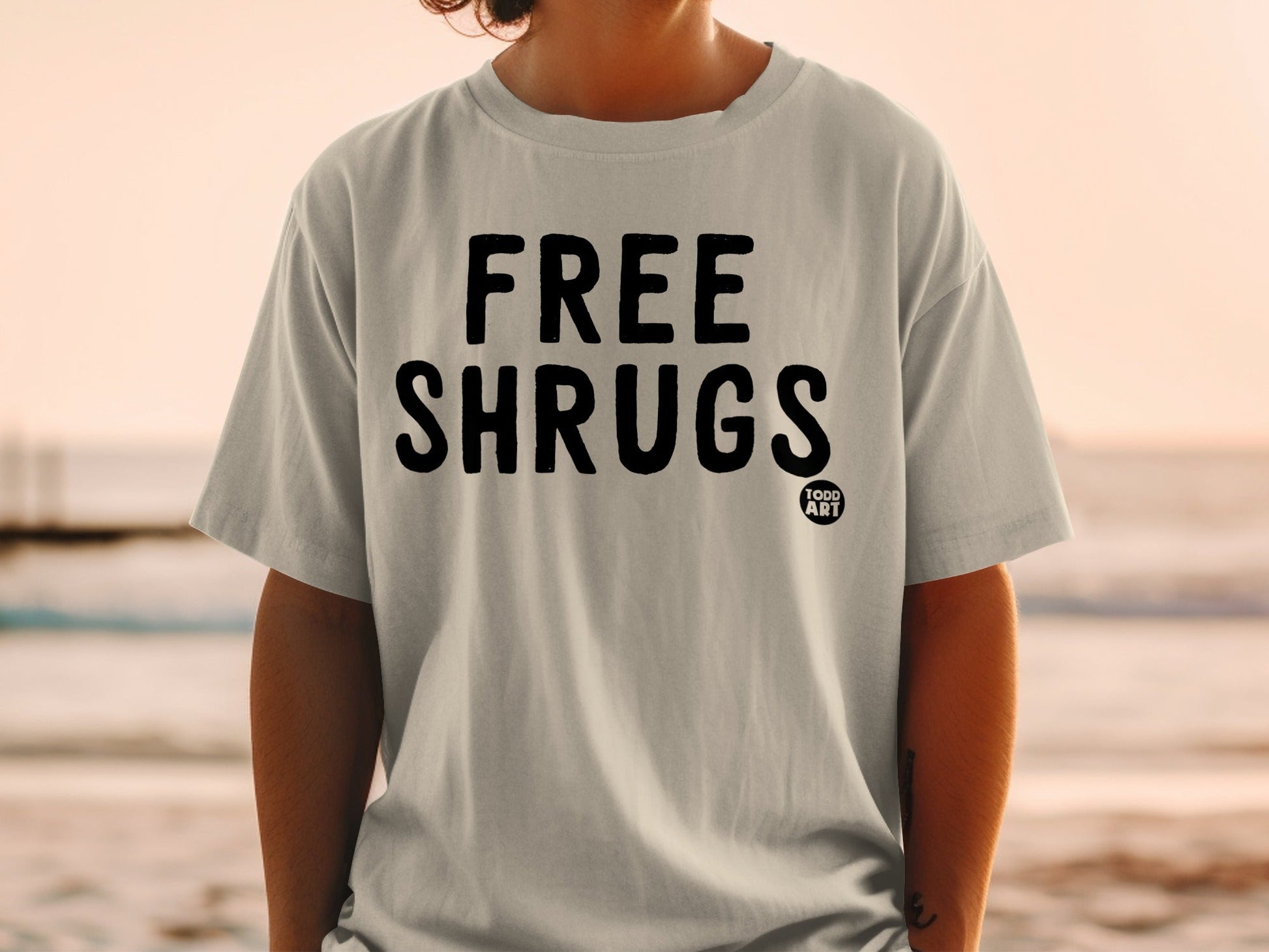 Free Shrugs Graphic Tee Shirt for Casual Wear