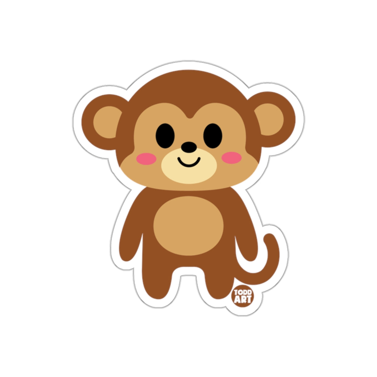 Adorable Kawaii Style Brown Monkey Cartoon Sticker