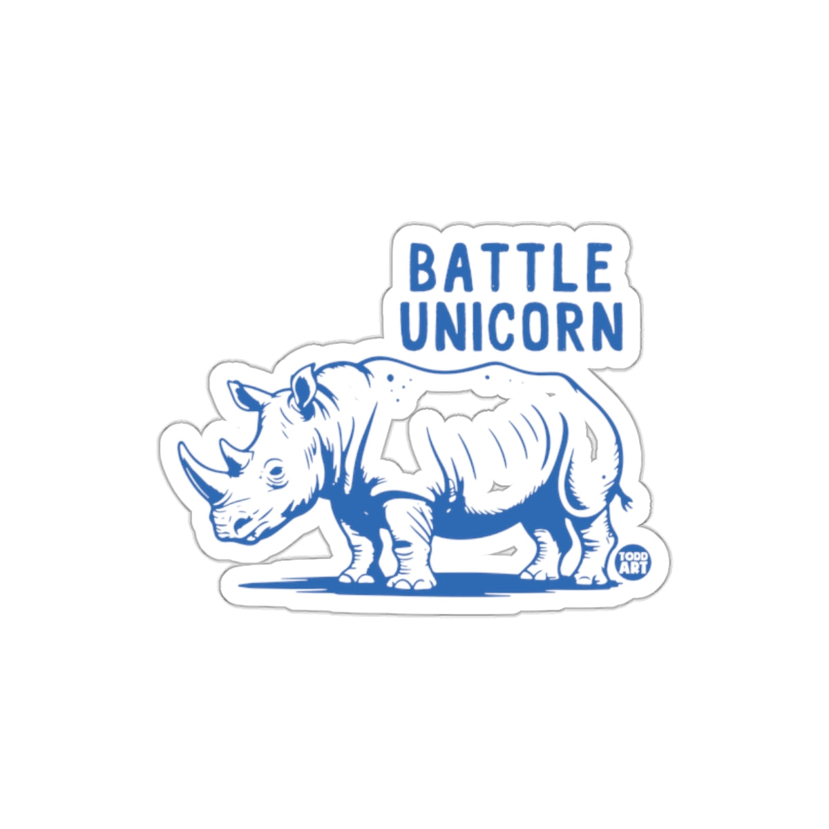 Battle Unicorn Rhinoceros Sticker Fun Gift Item