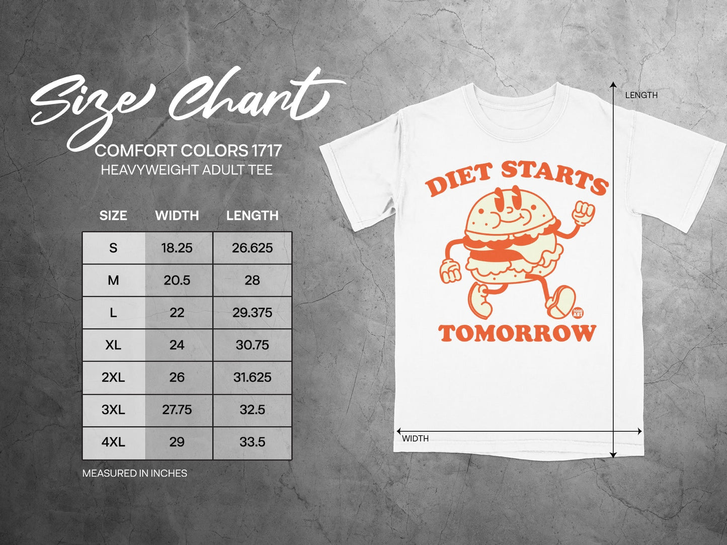Diet Starts Tomorrow Heavyweight Adult Tee