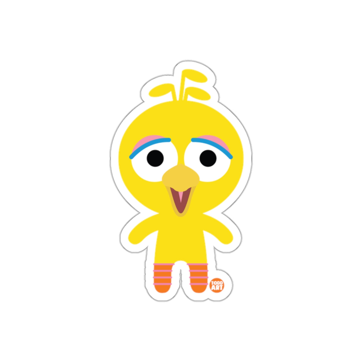 Cute Yellow Cartoon Bird with Blue Eyebrows Sticker