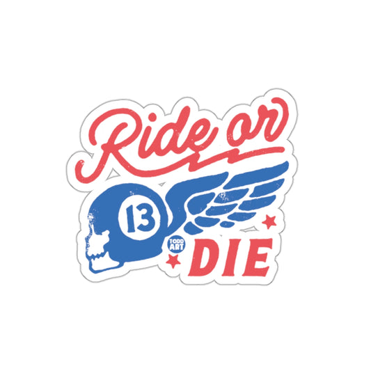 Ride On Todd Art Die With Skull Wing 13 Design Stickers