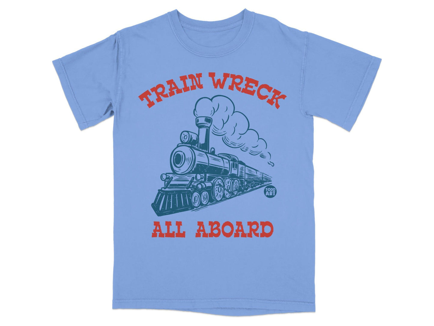 Train Wreck All Aboard Graphic Tee Shirt