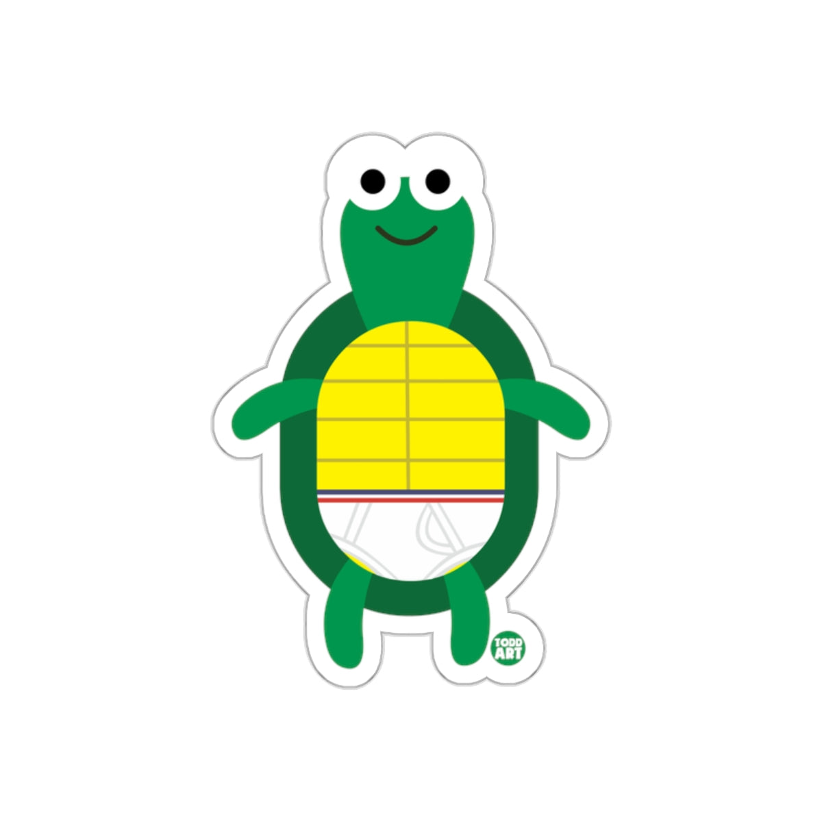 Cute Smiling Turtle Character Sticker for Kids Fun Decor