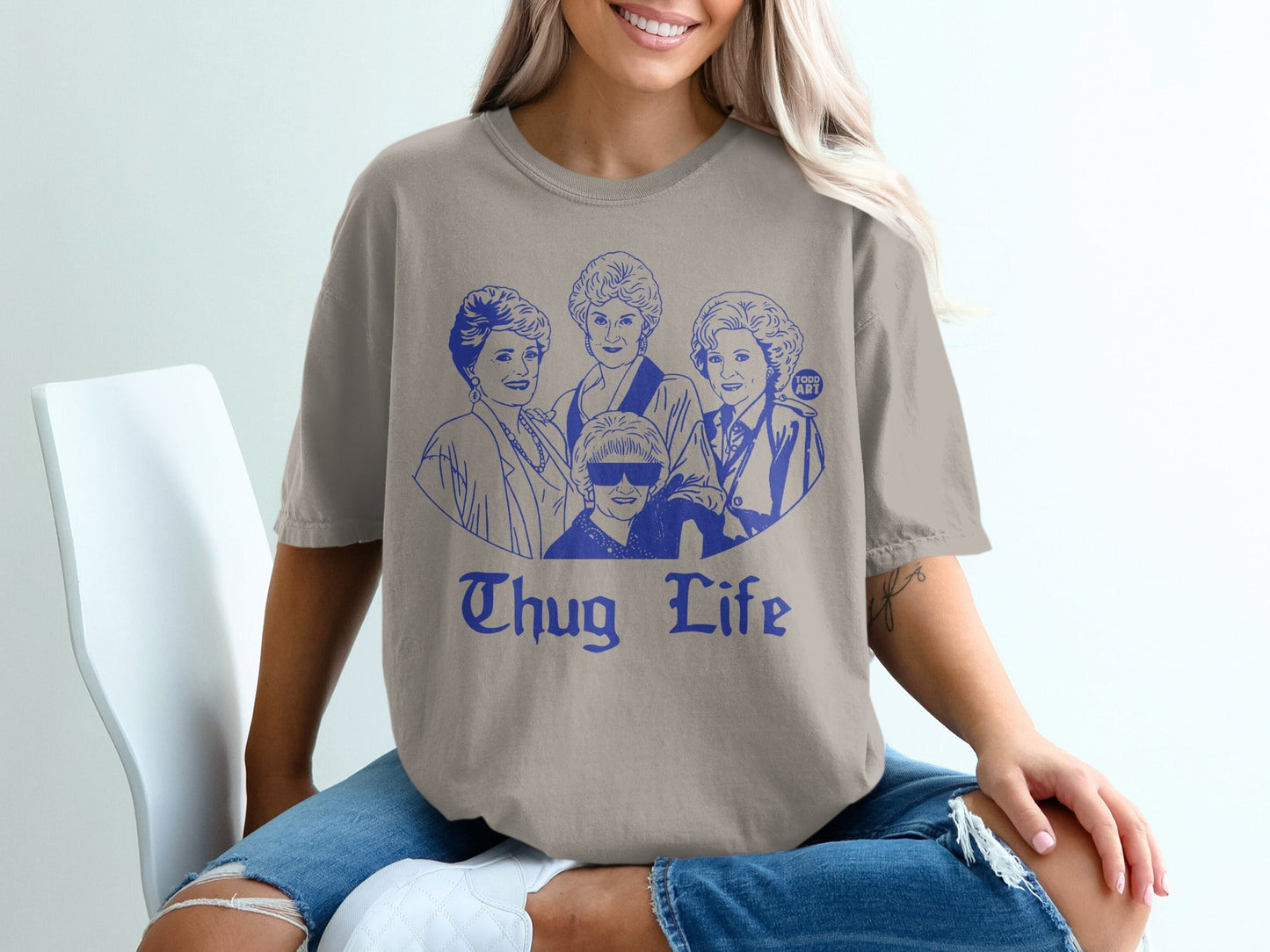 Golden Girls characters in cartoon style with "Thug Life" text.