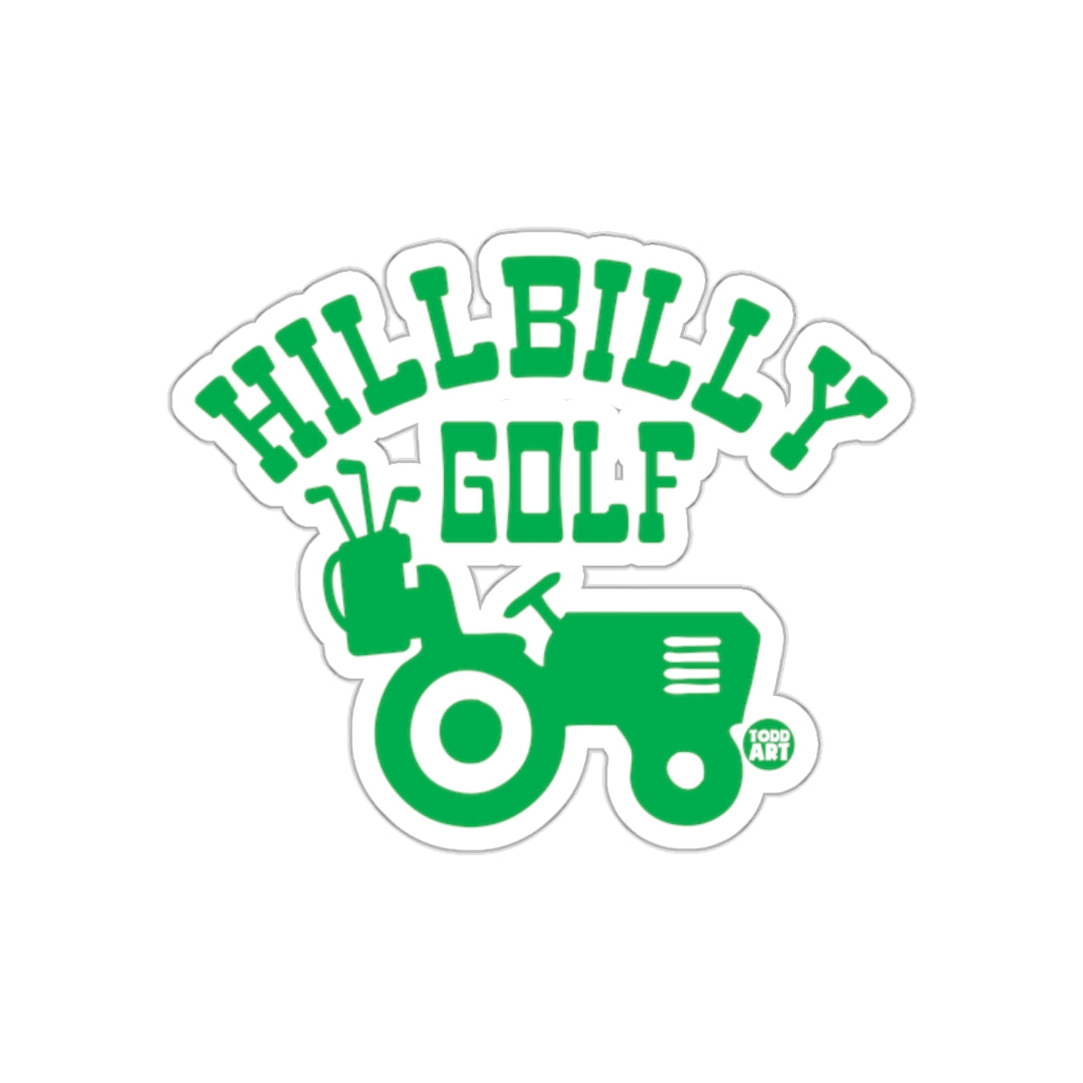Hillbilly Golf Tractor Illustration Green Version Stickers
