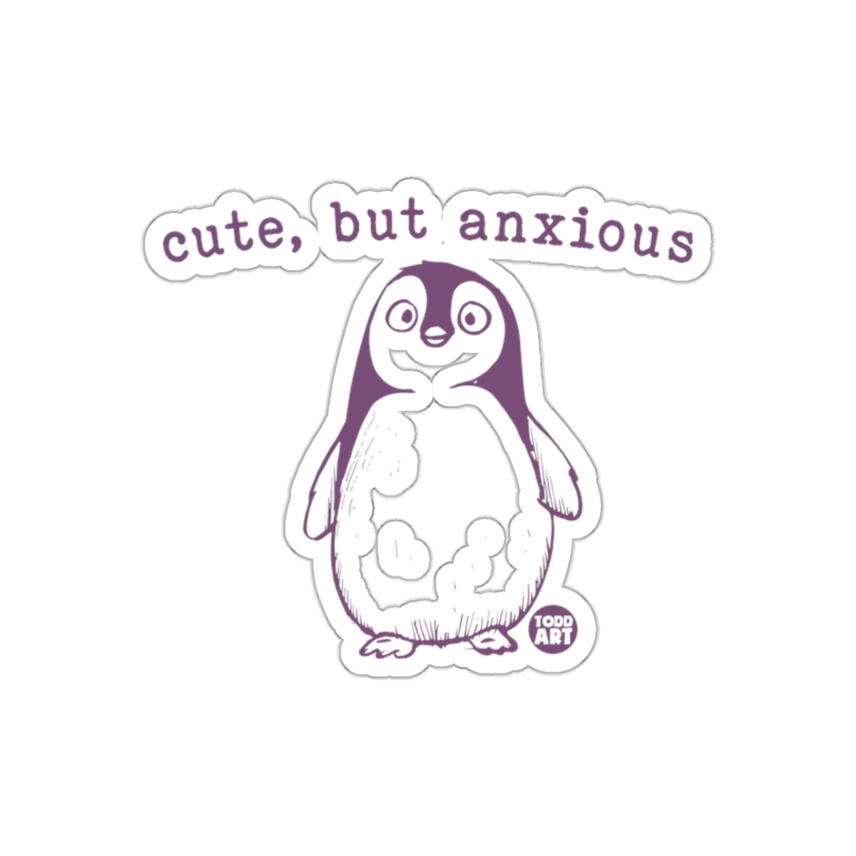 Cute But Anxious Penguin Design Todd Art Brand Stickers