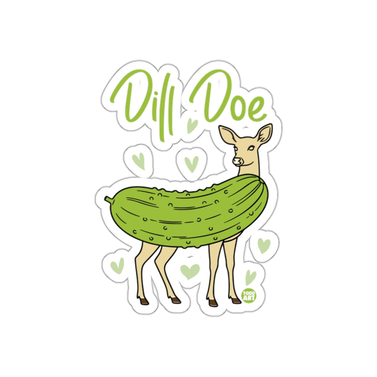 Dill Doe Pun Funny Deer in Pickle Costume Design Stickers