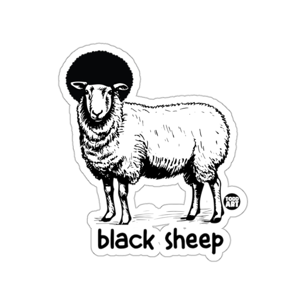 Black Sheep Cartoon Sticker Todd Art Design Sticker