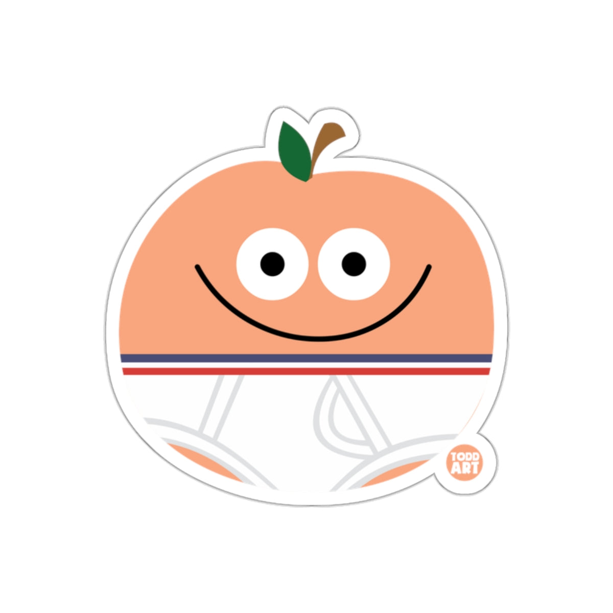 Cute Peach Toddler in Diaper Smiling Sticker