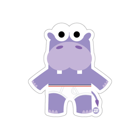Cute Purple Cartoon Hippo Character Sticker