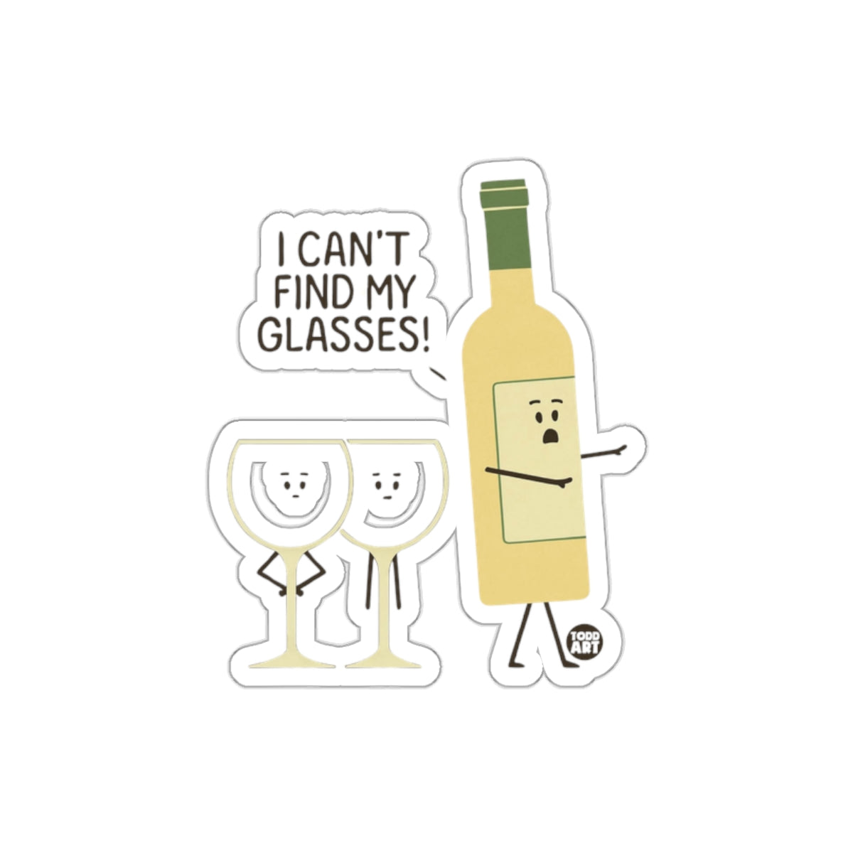 I Can't Find My Glasses Funny Wine Bottle Sticker