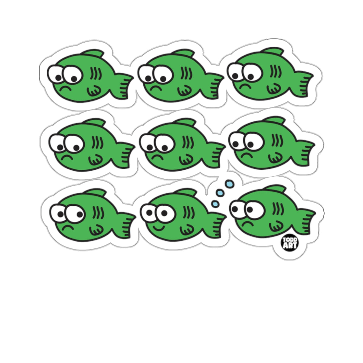 Todd Art Expressive Green Fish Emotions Collection product type