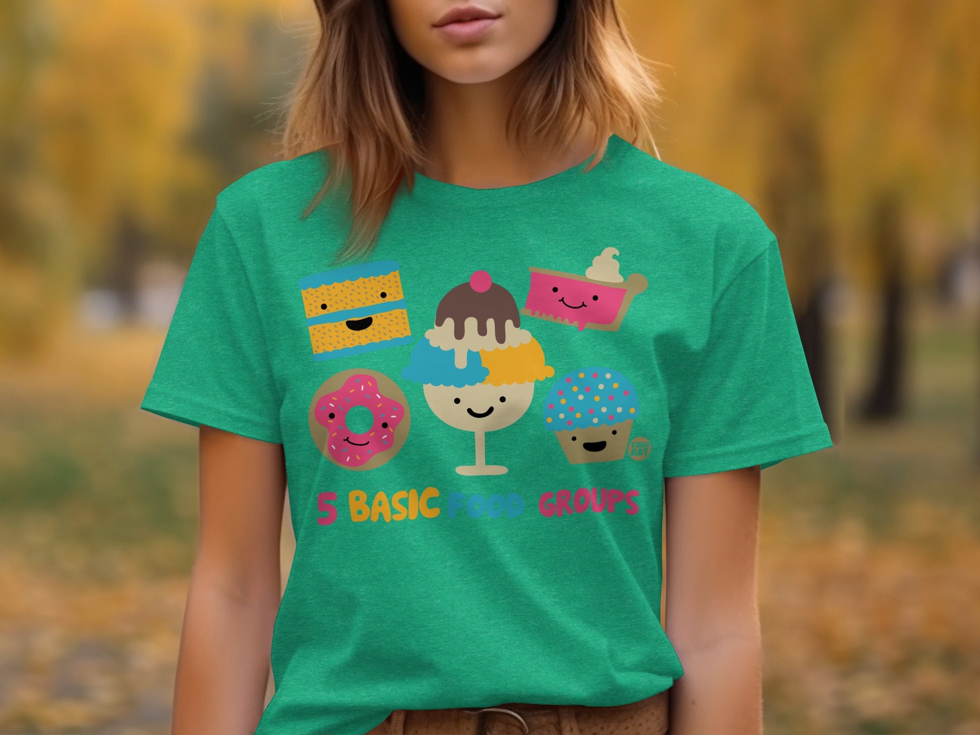 Cute 5 Basic Food Groups Graphic T-shirt