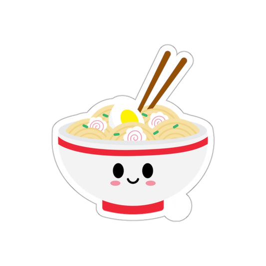 Cute Kawaii Ramen Bowl Sticker with Smiling Face Design