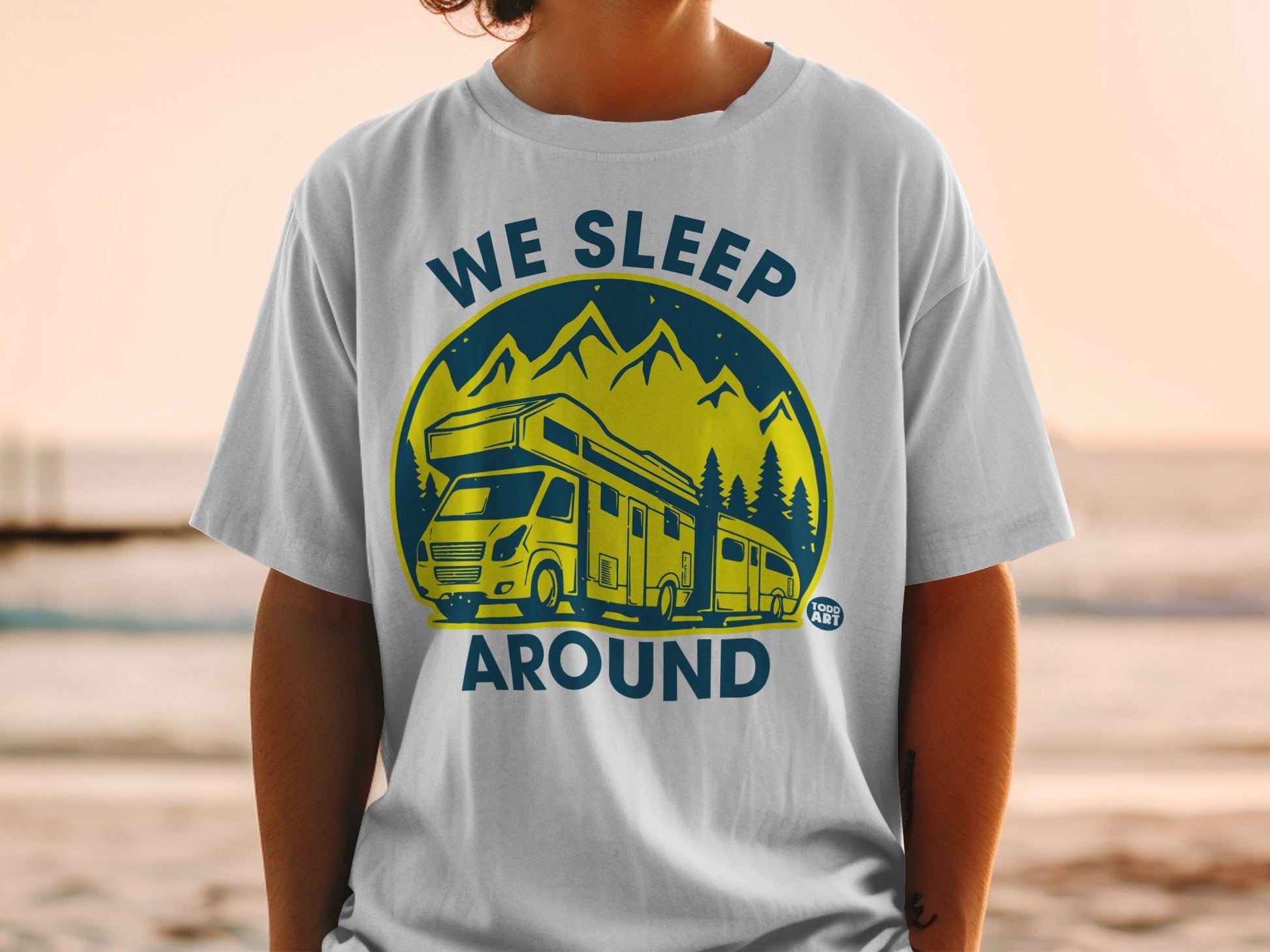 We Sleep Around Camper Graphic Shirt for RV Enthusiasts