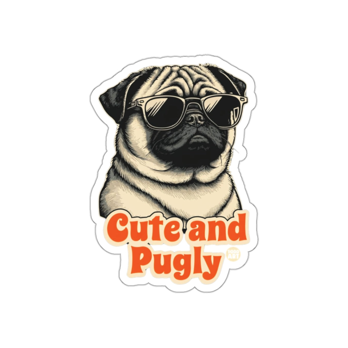 Cute and Pugly Sunglasses Graphic Sticker Product
