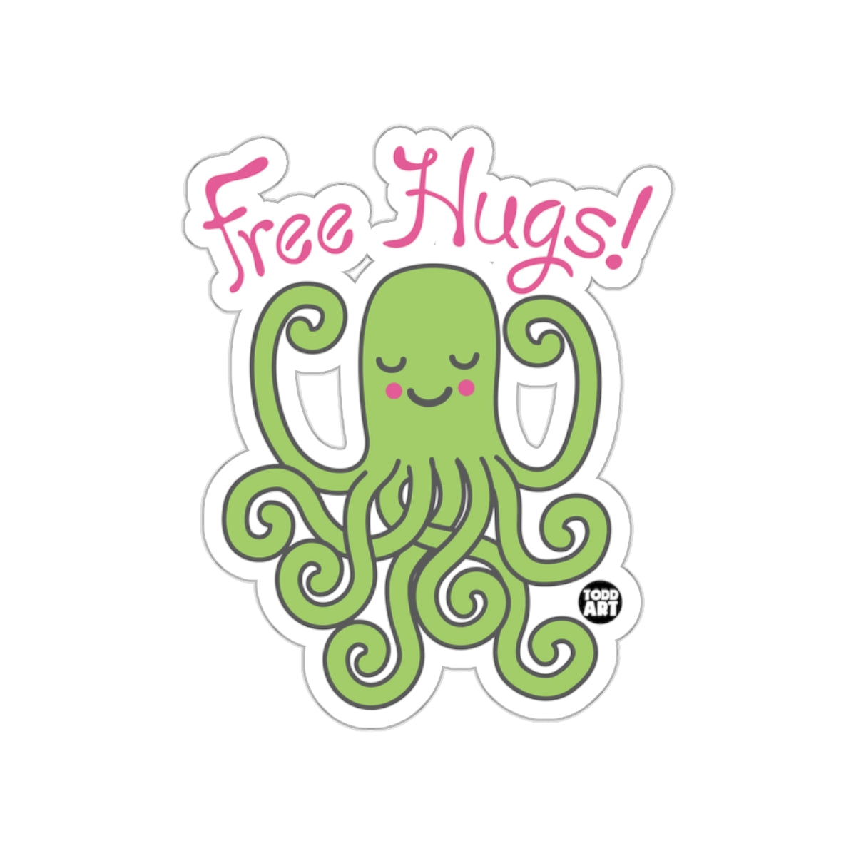 Free Hugs Adorable Octopus Sticker Illustration
