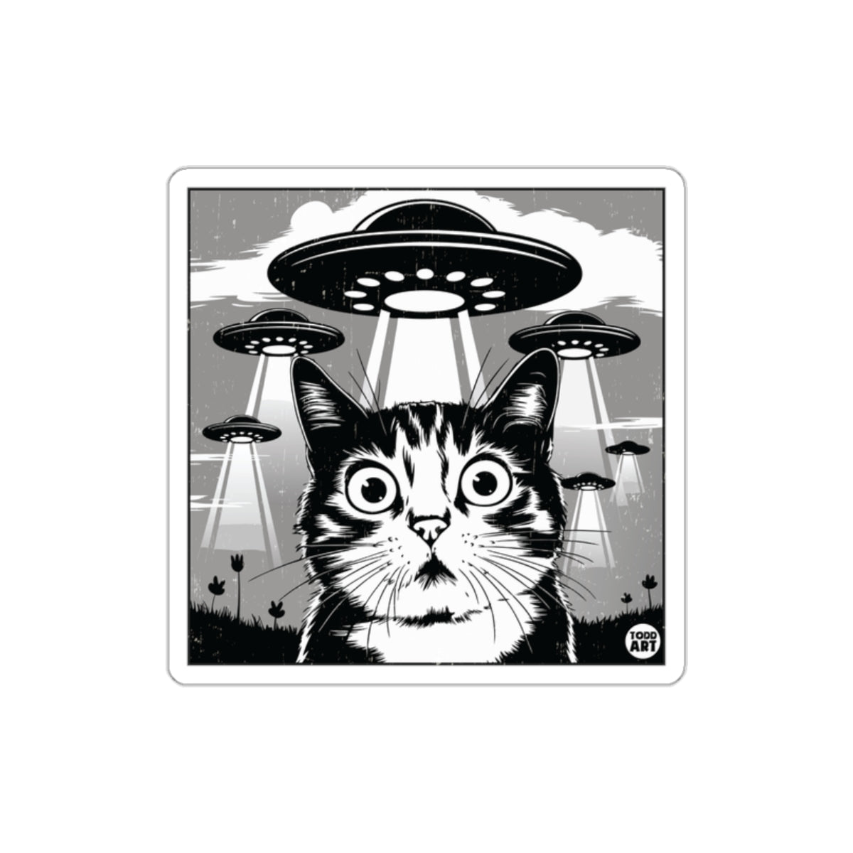 Cat UFO Encounter Illustration Sticker product