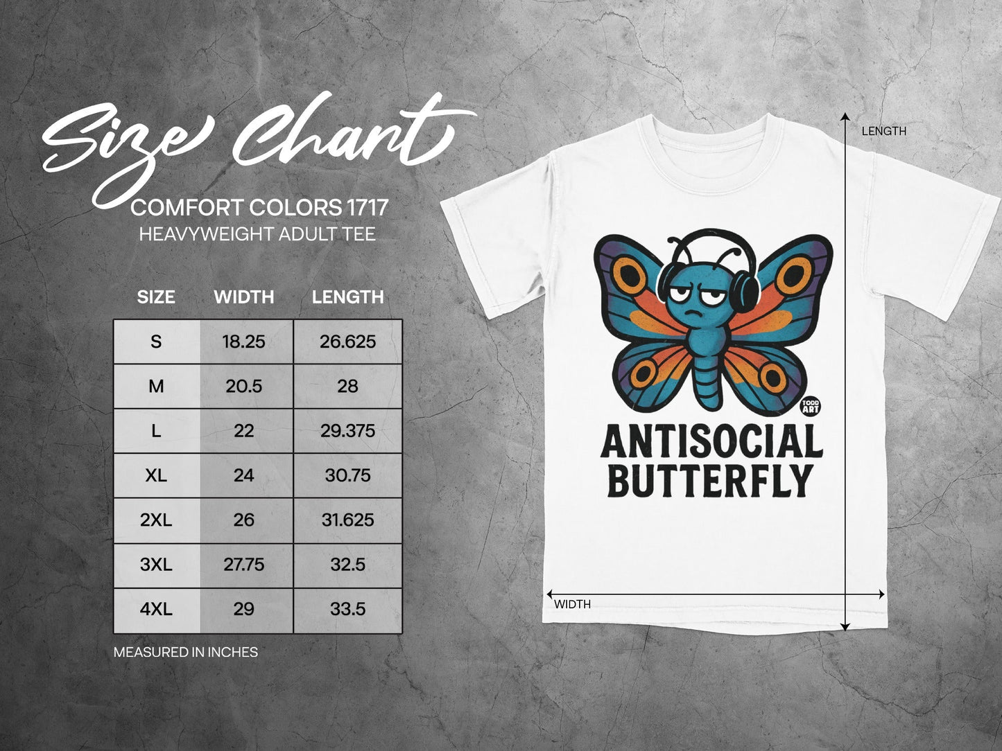 Antisocial Butterfly Heavyweight Adult Tee Product