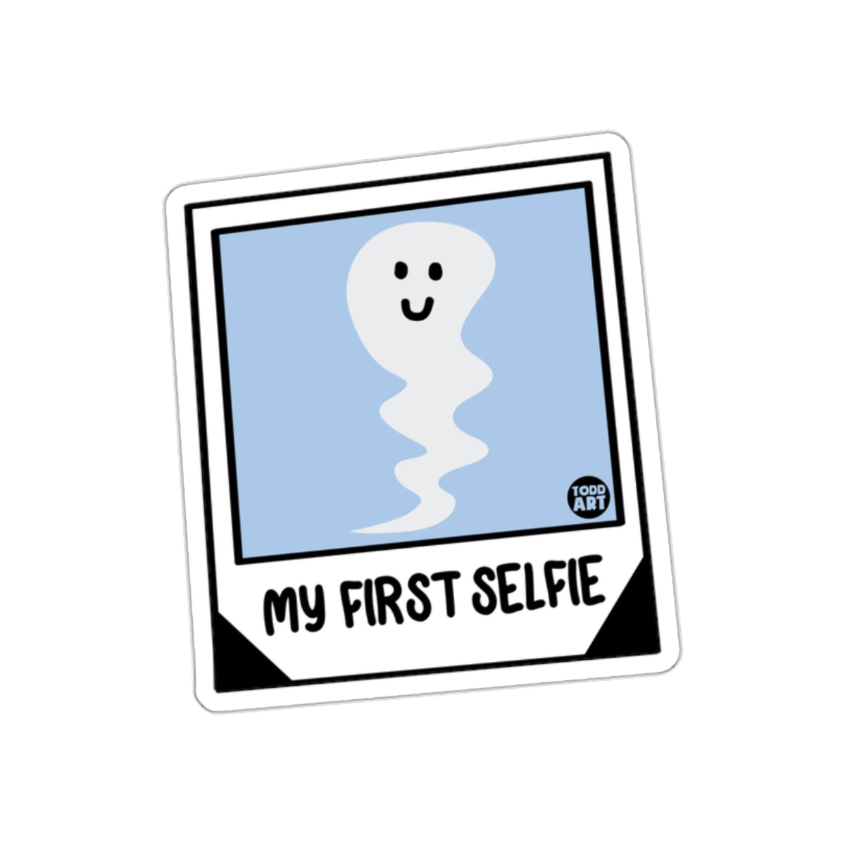 My First Selfie Ghost Cartoon Polaroid Sticker
