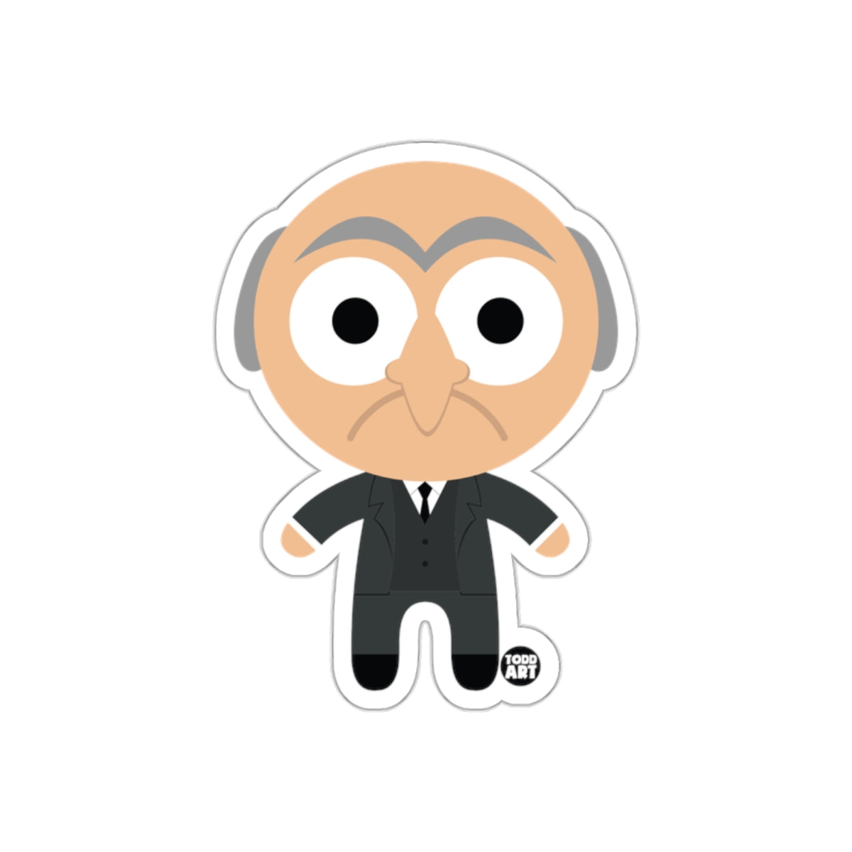 Grumpy Cartoon Character Sticker with Black Suit Sticker