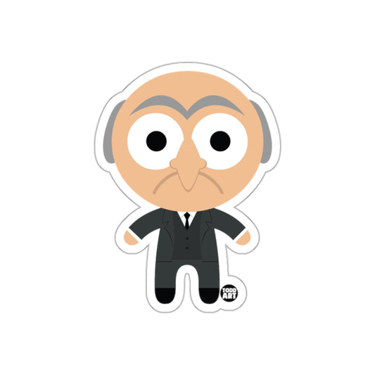 Grumpy Cartoon Character Sticker with Black Suit Sticker