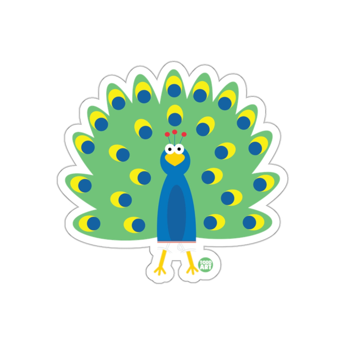 Colorful Peacock with Yellow and Blue Accents sticker
