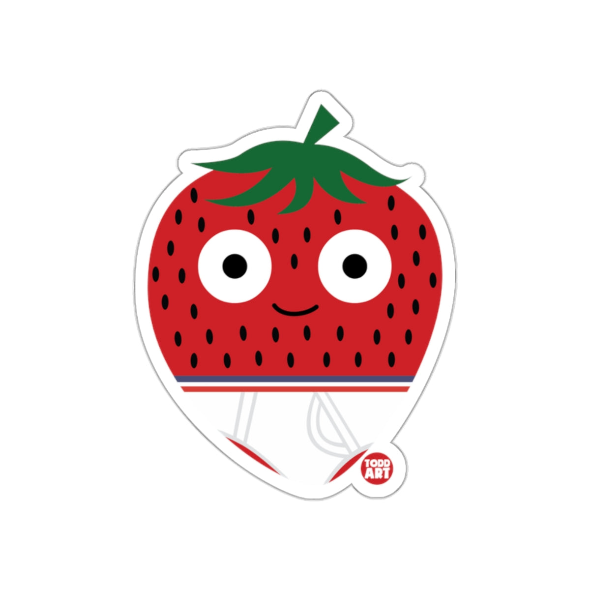 Smiling Strawberry Character Cartoon Sticker