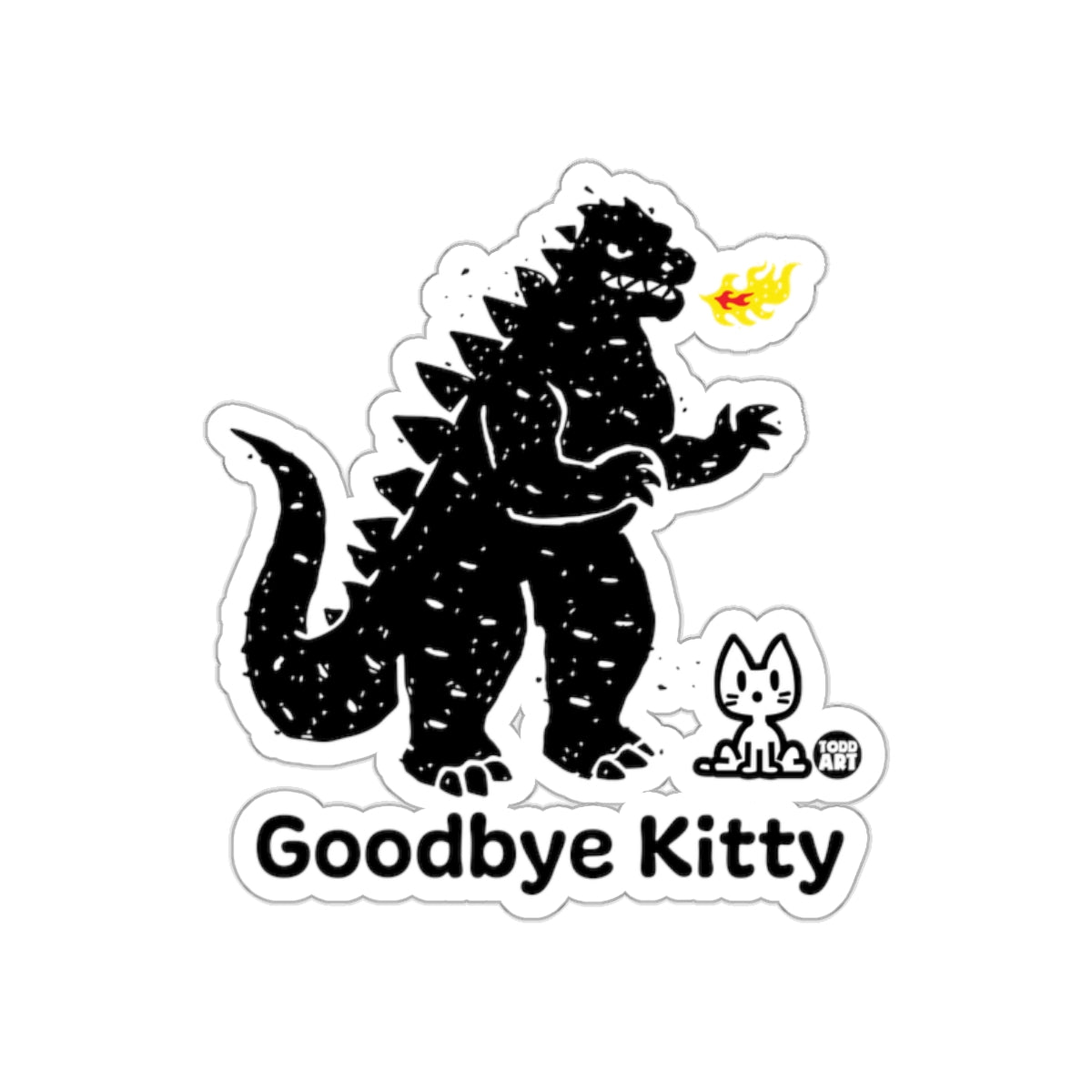 Goodbye Kitty Godzilla Featuring Cat Sticker Decal