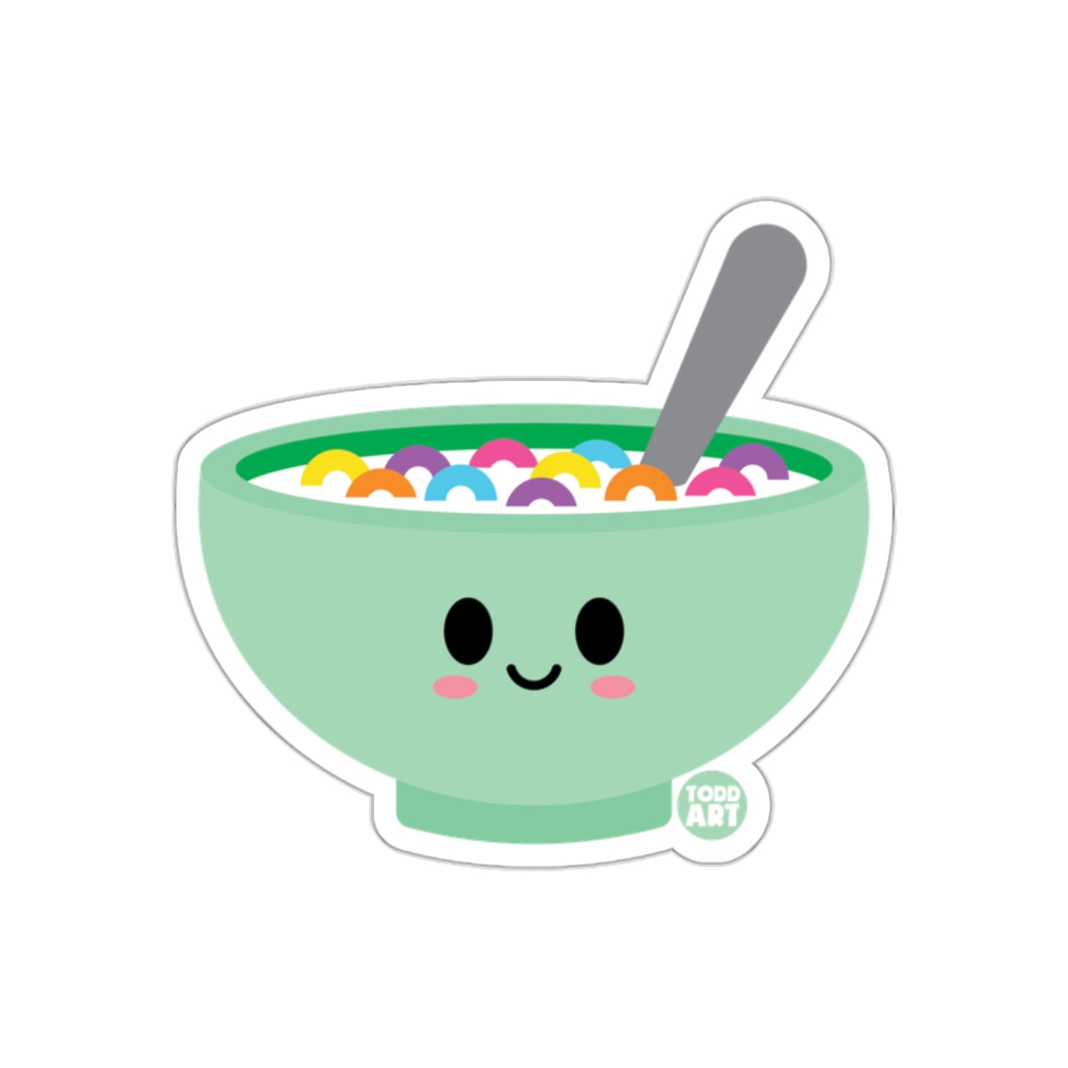 Cute Kawaii Cereal Bowl with Spoon Sticker