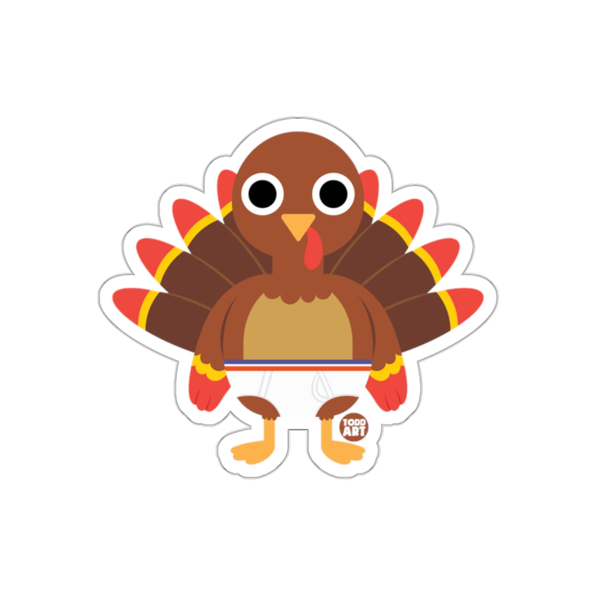 Todd Art Cartoon Turkey with Underwear Sticker