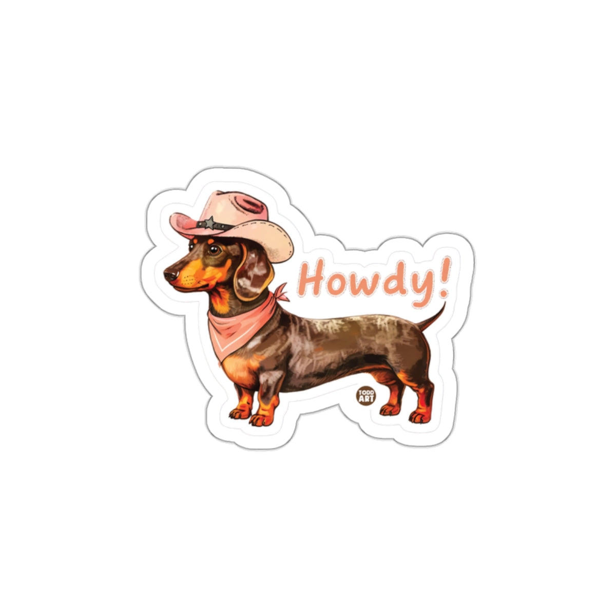 Howdy Howdy Dog with Cowboy Hat and Bandana Sticker