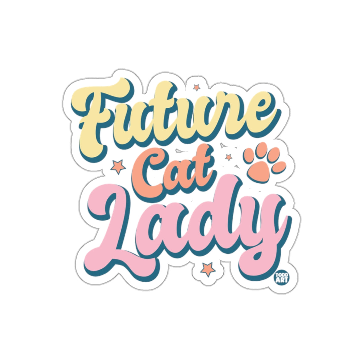 Cute Future Cat Lady Paw Print Sticker Product