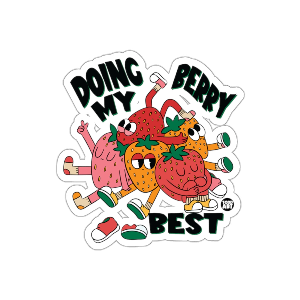 Doing My Berry Best Strawberry Themed Sticker