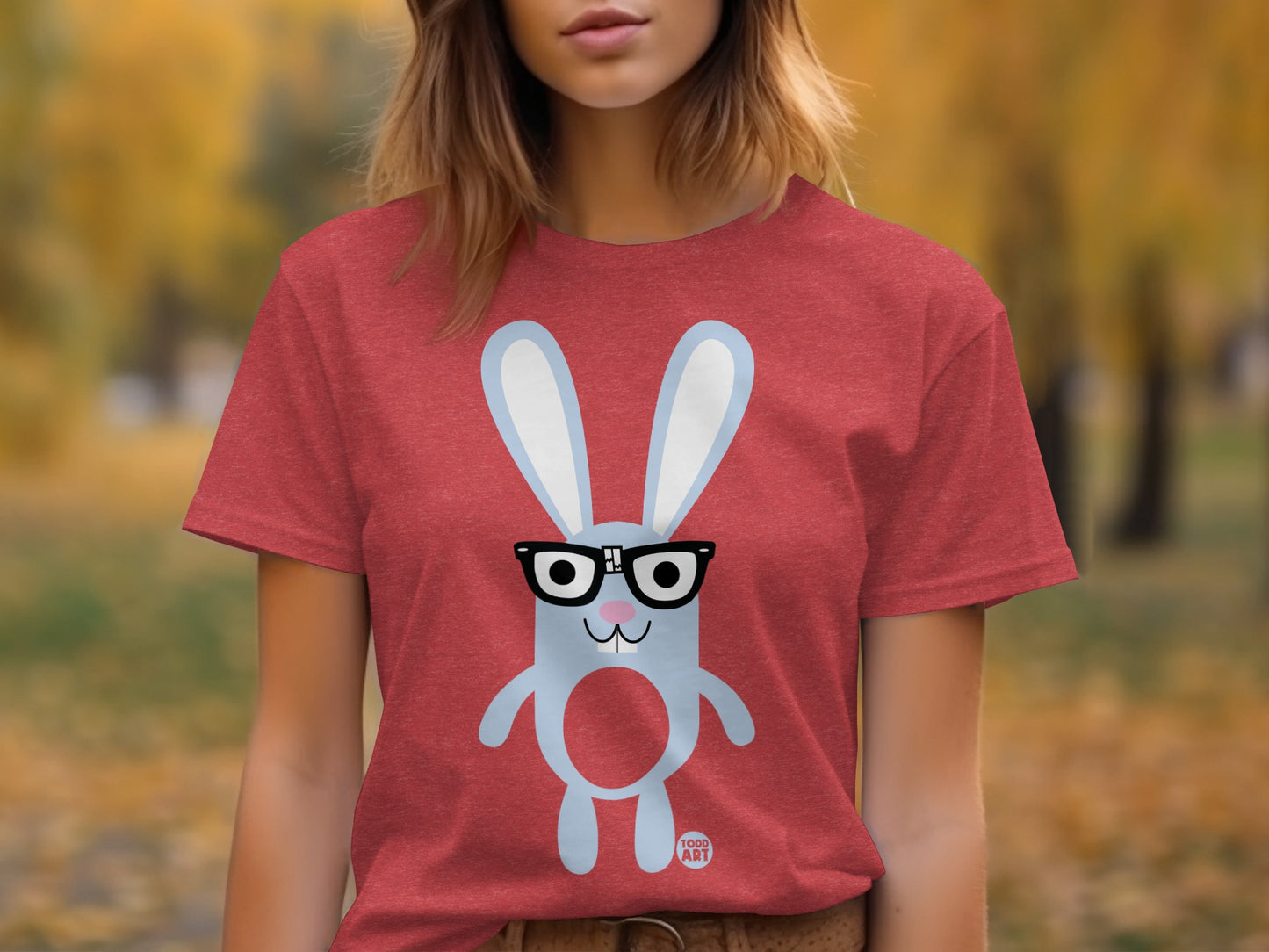 Cute Rabbit Wearing Glasses Printed T-Shirt Product