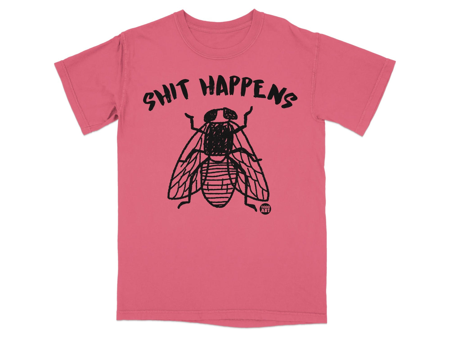 Funny Shit Happens Fly Illustration T-shirt