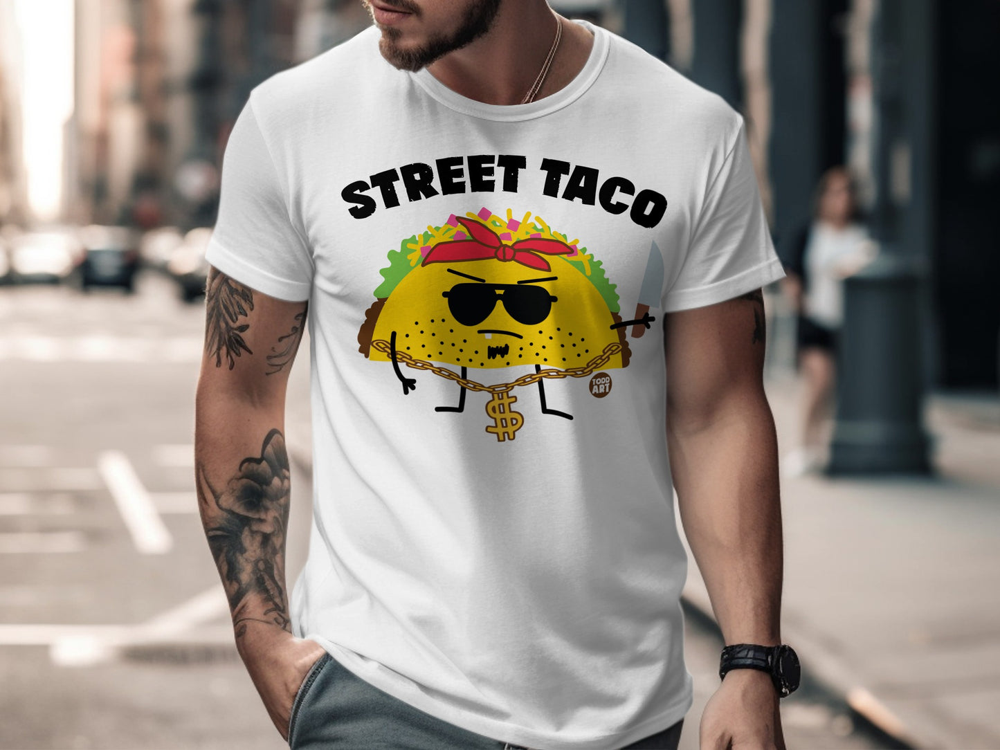 Funny Street Taco Graphic Tee Shirt Novelty Gift
