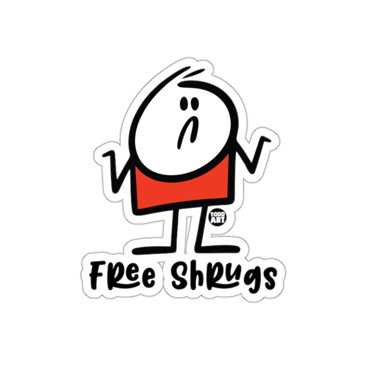 Free Shrugs Todd Art Character Sticker Design