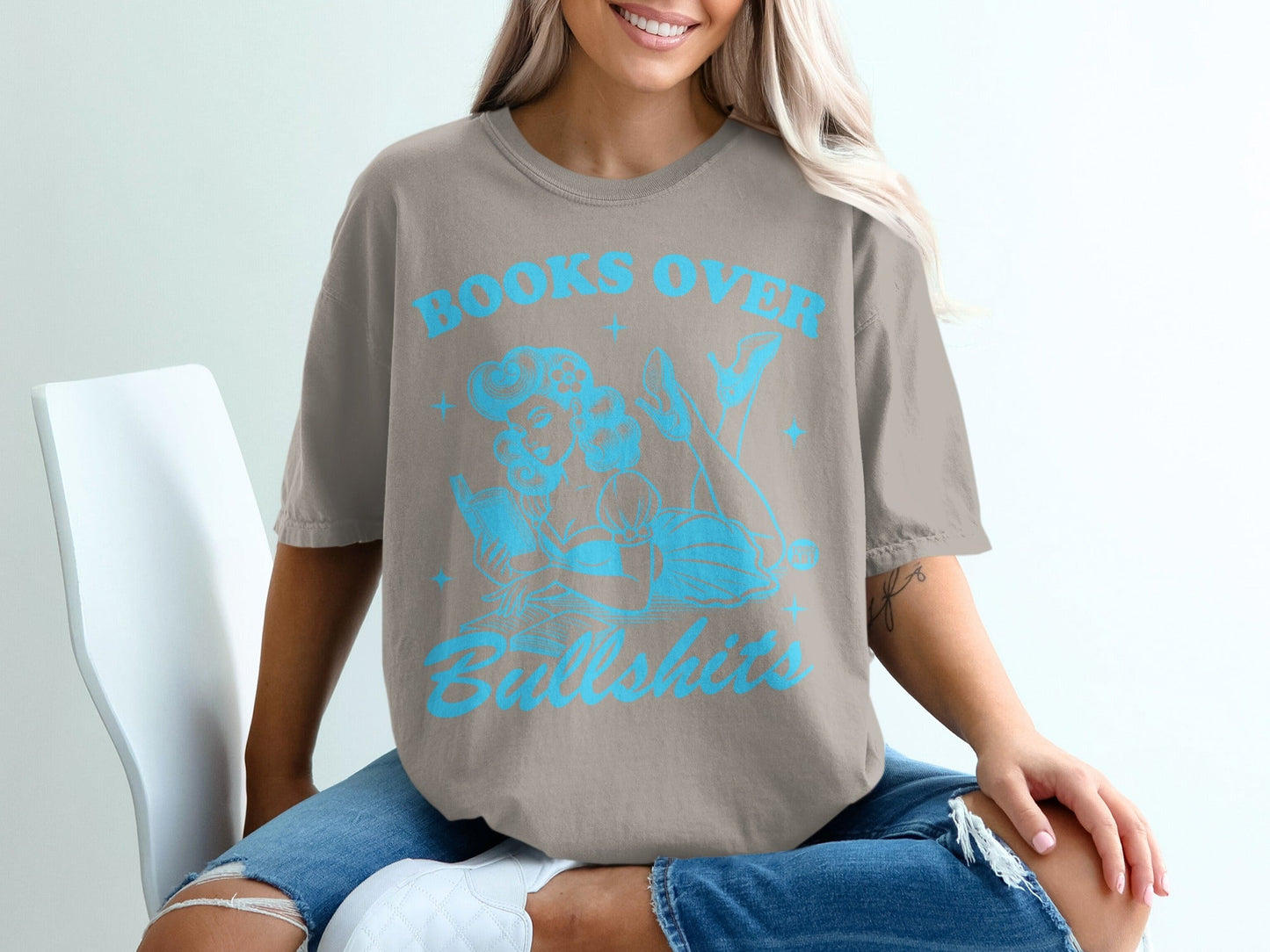 Books Over Bullshits Slogan Graphic Apparel