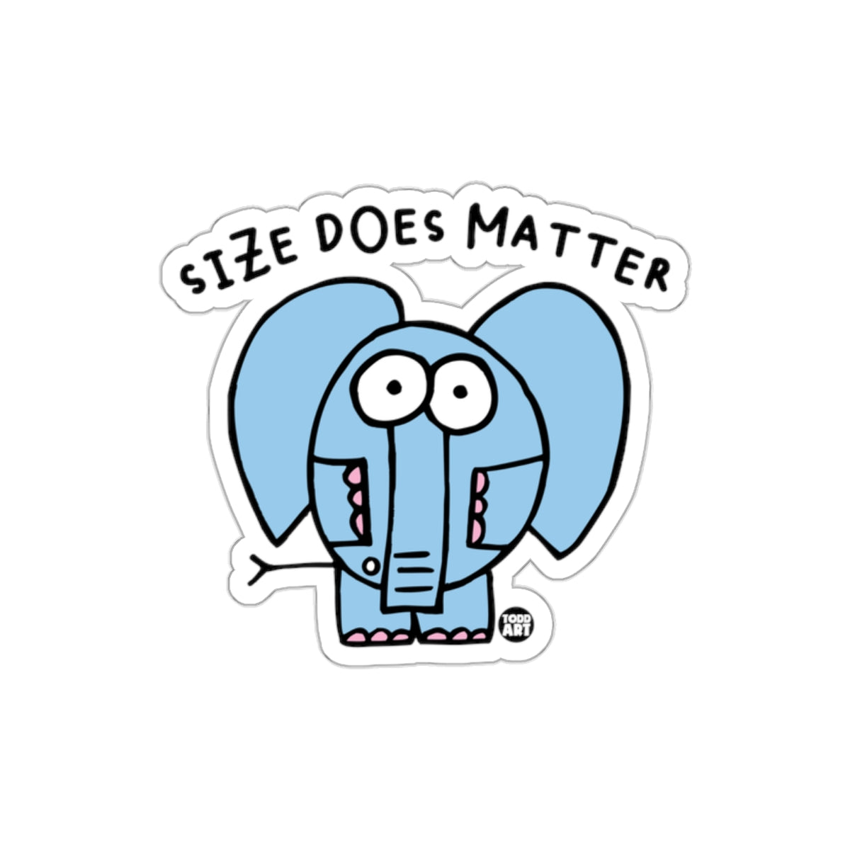 Cute Blue Cartoon Elephant Sticker Size Does Matter