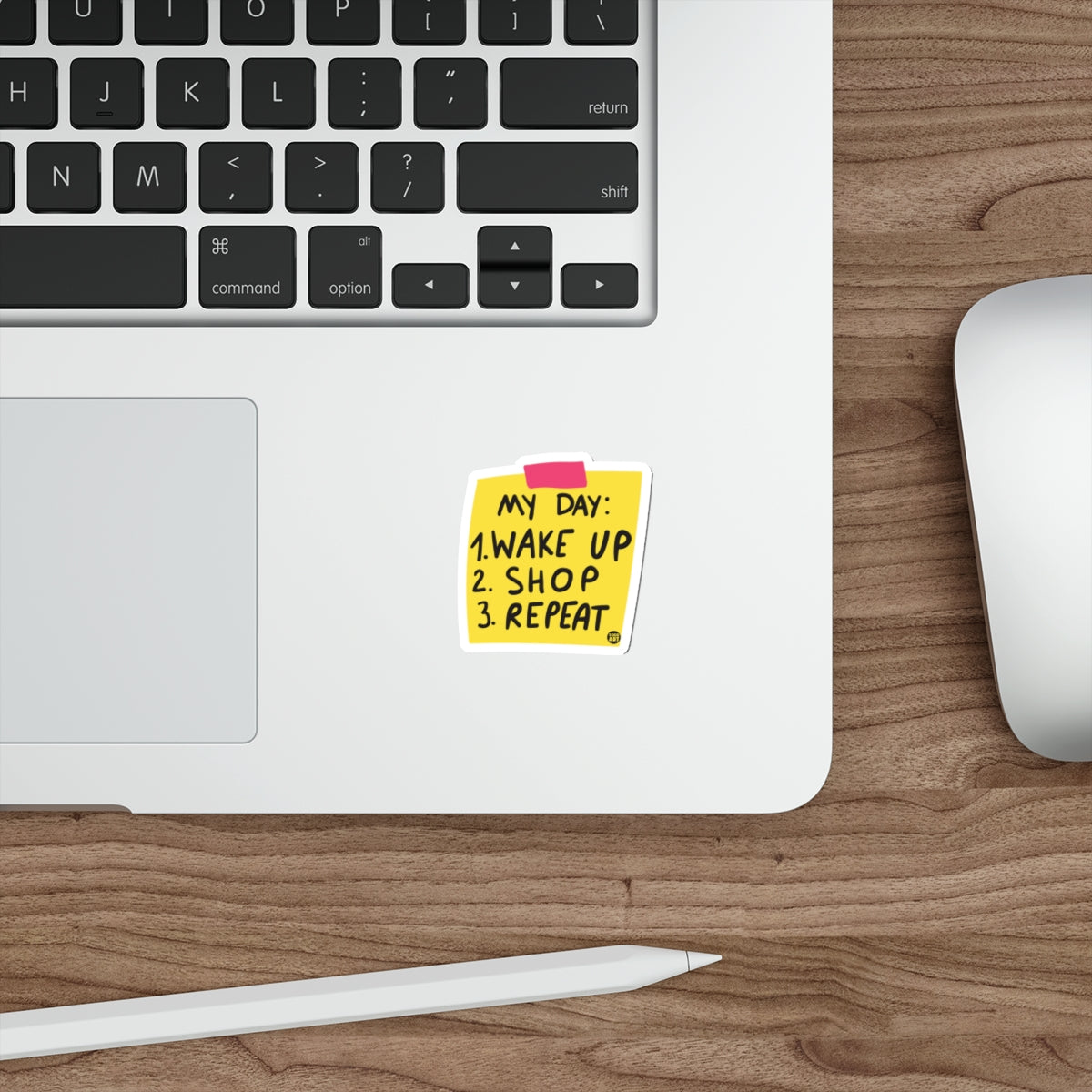 My Day Wake Up Shop Repeat Sticker Yellow Sticker