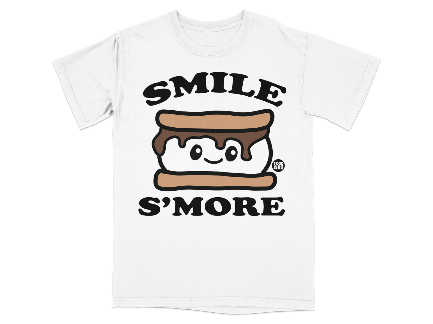 SMILE S'MORE illustrated marshmallow character t-shirt